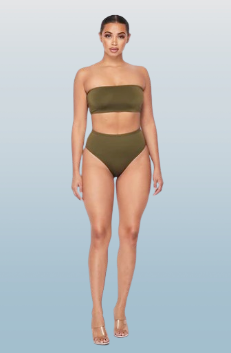 Women’s Bandeau Bra Top & High-Waist Panty Set – Soft Seamless Comfort