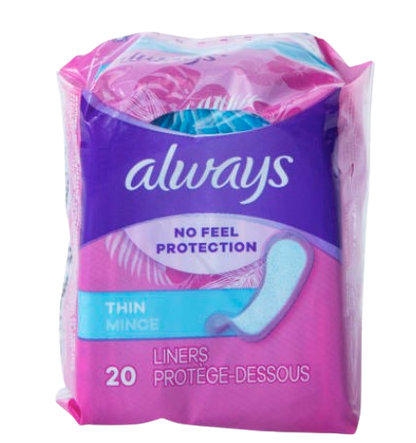 Always® Thin Liners – No Feel Protection – 20 Count, 2-Pack