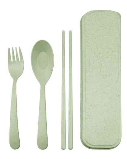 2-Pack Eco-Friendly Wheat Straw Portable Utensil Set – Compact Travel Cutlery Kit