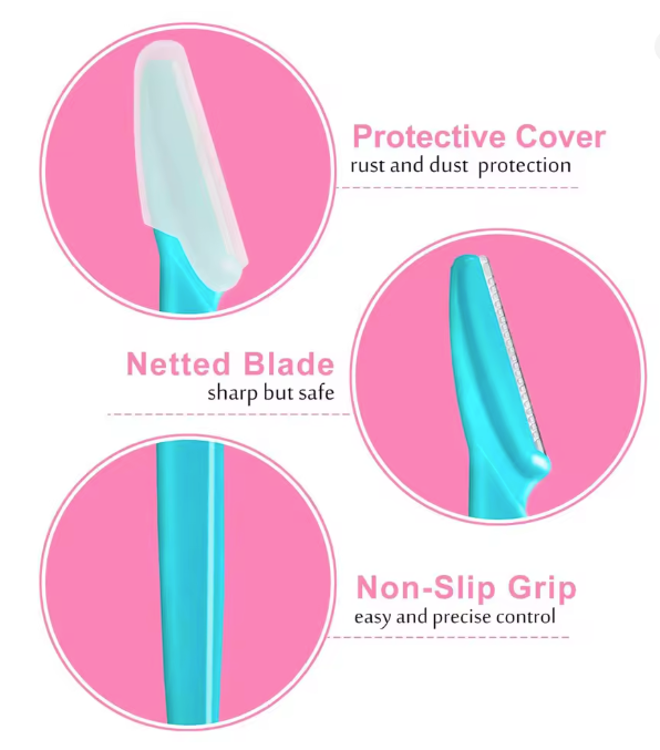 Eyebrow Trimmer and Facial Hair Shaver – Precision Blade with Protective Cover, 5-Pack