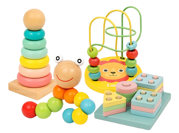 Wooden Educational Toys – 4-Pack Learning Bundle
