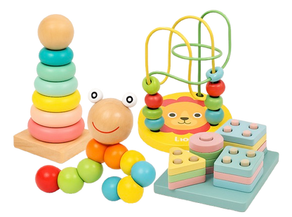 Wooden Educational Toys – 4-Pack Learning Bundle