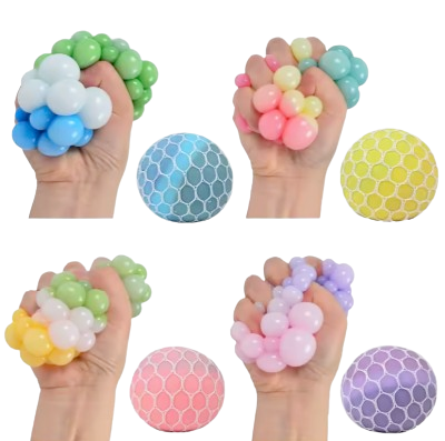 Safe Haven & CO 2-Pack Mesh Stress Balls – Sensory Squeeze Toys for Kids, Anxiety Relief & ADHD Support