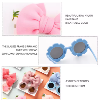 Safe Haven & CO Girls' Sunglasses with Bow Headbands Set