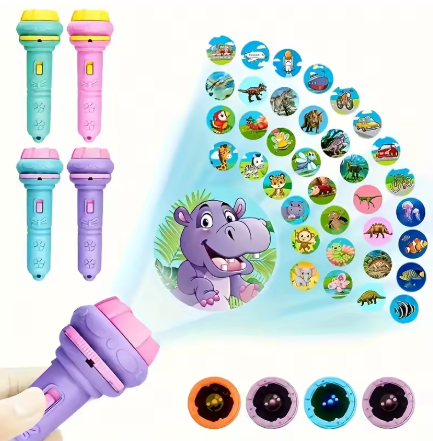 Safe Haven & CO Cartoon Animal Flashlight Projector Torch Toy – Cute Bedtime Story Light for Kids