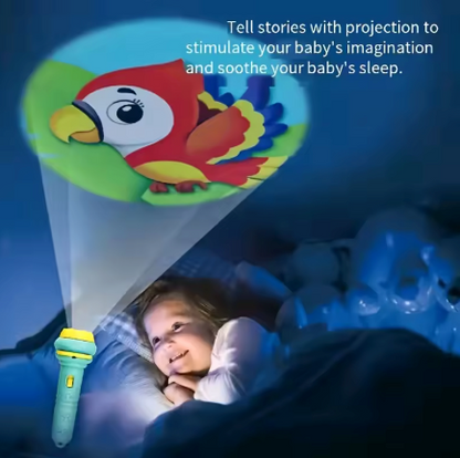 Cartoon Animal Flashlight Projector Torch Toy – Cute Bedtime Story Light for Kids