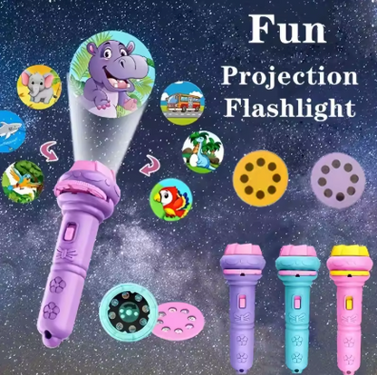 Cartoon Animal Flashlight Projector Torch Toy – Cute Bedtime Story Light for Kids