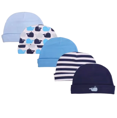 Safe Haven & CO 5-Piece Newborn Baby Caps Set – Soft Cotton Infant Beanies