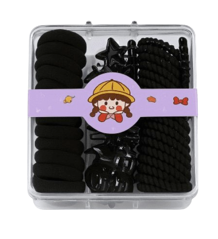 Safe Haven & CO 25-Piece Kids Pastel Hair Tie and Clip Set – Colorful Elastic Bands with Cute Accessories