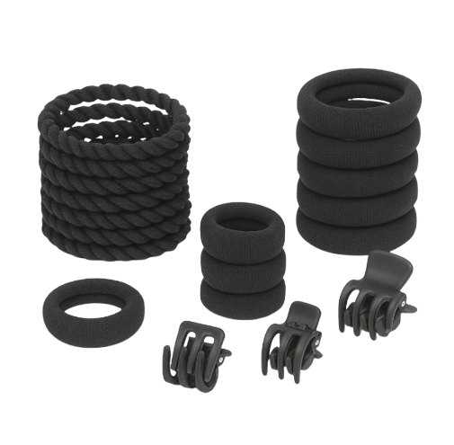 Safe Haven & CO 25-Piece Kids Pastel Hair Tie and Clip Set – Colorful Elastic Bands with Cute Accessories