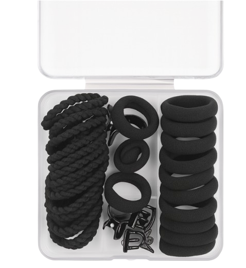 Safe Haven & CO 25-Piece Kids Pastel Hair Tie and Clip Set – Colorful Elastic Bands with Cute Accessories