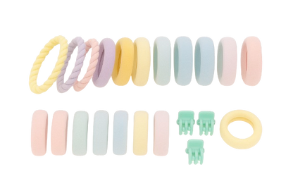 Safe Haven & CO 25-Piece Kids Pastel Hair Tie and Clip Set – Colorful Elastic Bands with Cute Accessories