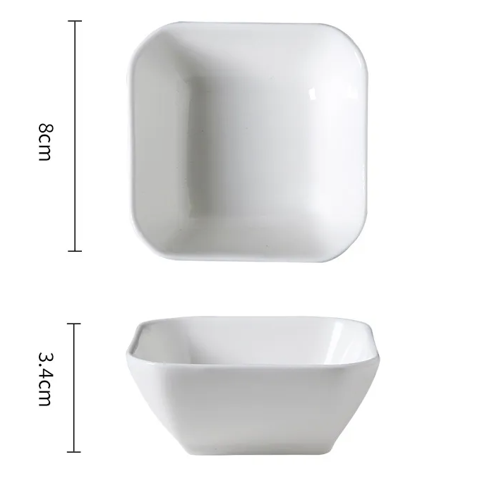 Elegant Mini Dipping Bowls, Square and Wavy Edge, 2 Pack