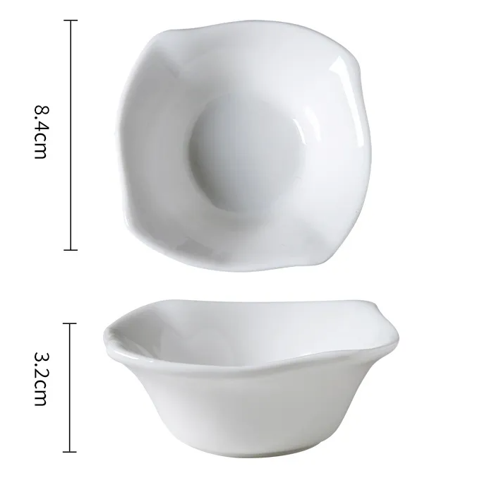 Elegant Mini Dipping Bowls, Square and Wavy Edge, 2 Pack