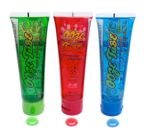 3-Pack Kidsmania Sweet Ooze Candy Tubes – Blue Raspberry, Cherry or Green Apple