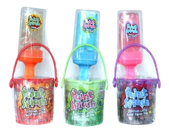 Paint Splash Lollipop with Sour Syrup Dip – 2 Pack, Assorted Flavors, 1.80 oz