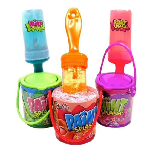 2-Pack Paint Splash Lollipop with Sour Syrup Dip, Paint Bucket Style, Assorted Flavors, 1.80 Oz