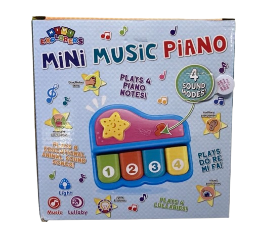 Mini Explorers Battery Operated Musical Piano – Light-Up Toy with Sound Modes