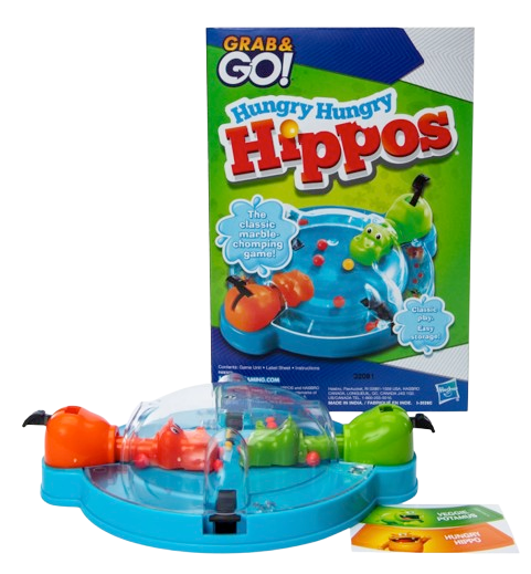 Hasbro Hungry Hungry Hippos Grab & Go Travel Game – Classic Marble-Chomping Fun