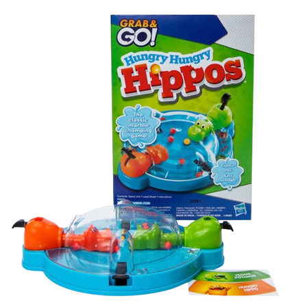 Hasbro Hungry Hungry Hippos Grab & Go Travel Game – Classic Marble-Chomping Fun