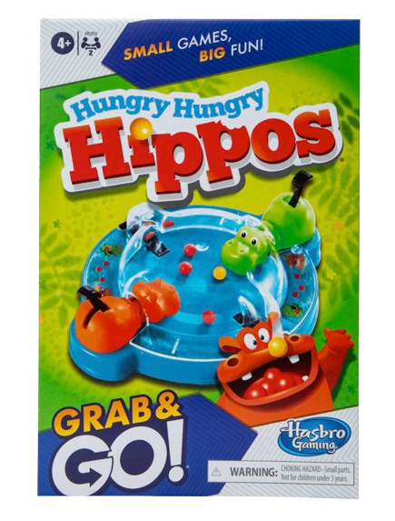 Hasbro Hungry Hungry Hippos Grab & Go Travel Game – Classic Marble-Chomping Fun