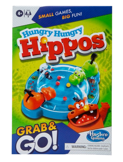 Hasbro Hungry Hungry Hippos Grab & Go Travel Game – Classic Marble-Chomping Fun