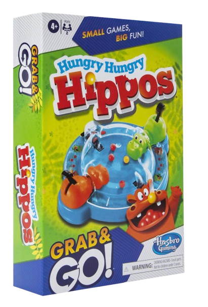 Hasbro Hungry Hungry Hippos Grab & Go Travel Game – Classic Marble-Chomping Fun
