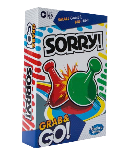 Hasbro Sorry! Grab & Go Travel Game – Classic Edition of Sweet Revenge