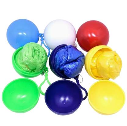 Portable Disposable Emergency Rain Poncho with Keychain Ball Case