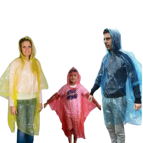Portable Disposable Emergency Rain Poncho with Keychain Ball Case