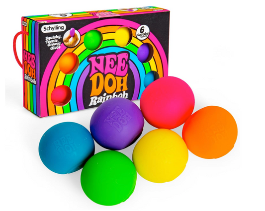 NeeDoh Rainbow Teenie Squishy Stress Balls – 6-Piece Set