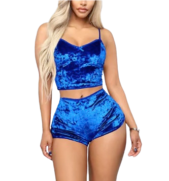 Women’s Velvet Halter Top and Shorts Sleepwear Set