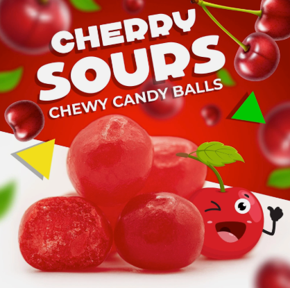 Sour Cherry Candy Balls – Old Fashioned Soft & Chewy Cherry Candy – 1 lb Bag