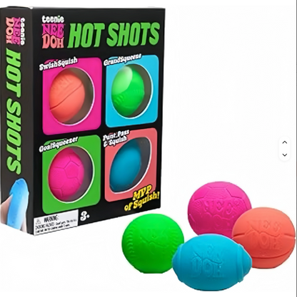 NeeDoh Teenie Hot Shots 4-Pack Sports Squishy Fidget Toy Set