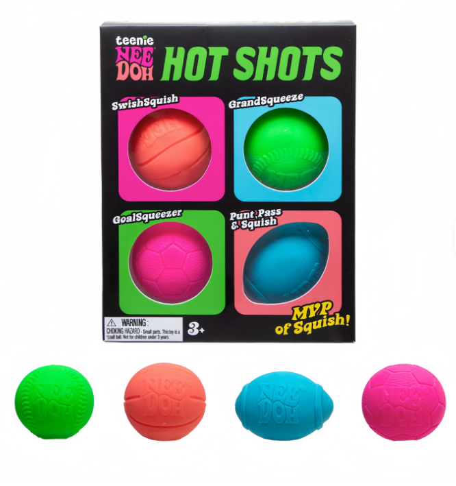 NeeDoh Teenie Hot Shots 4-Pack Sports Squishy Fidget Toy Set