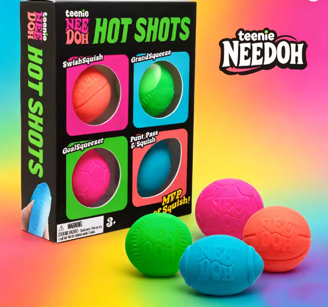 NeeDoh Teenie Hot Shots 4-Pack Sports Squishy Fidget Toy Set