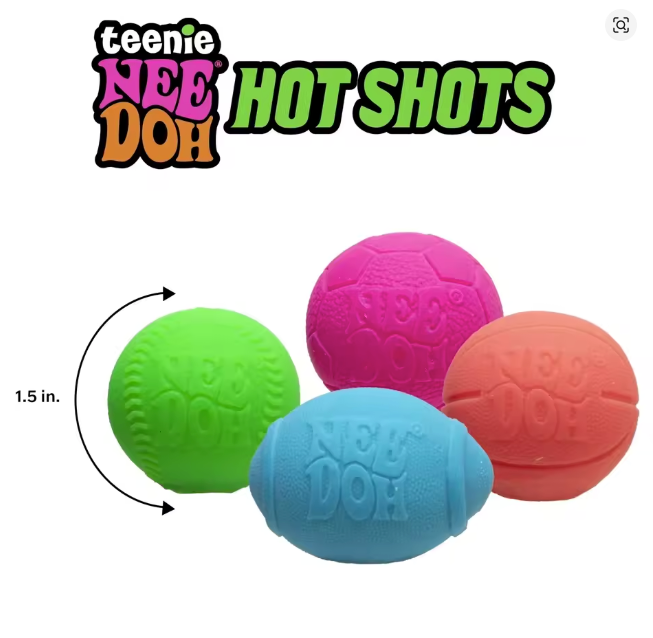 NeeDoh Teenie Hot Shots 4-Pack Sports Squishy Fidget Toy Set
