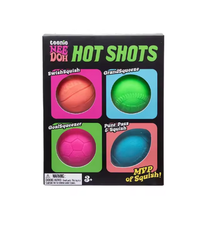 NeeDoh Teenie Hot Shots 4-Pack Sports Squishy Fidget Toy Set