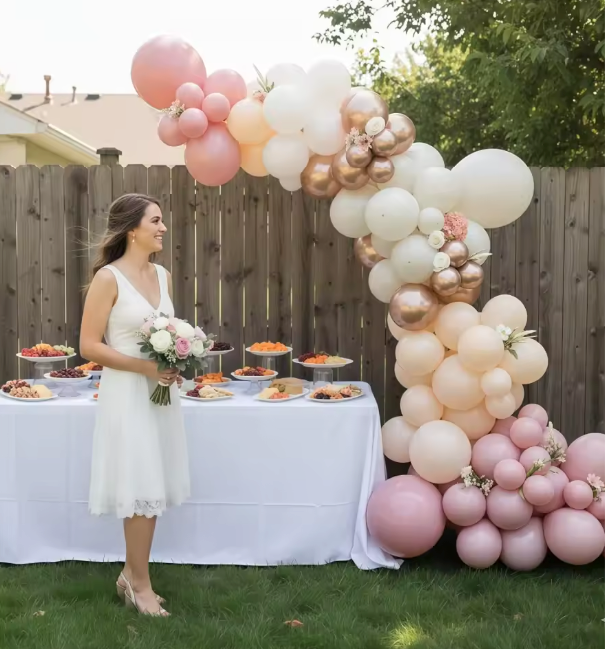 30-Piece 12-Inch Blush Pink, Ivory, White & Gold Latex Balloon Set – Elegant Party Decorations