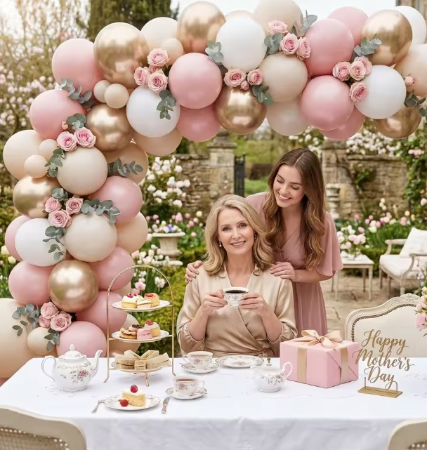 30-Piece 12-Inch Blush Pink, Ivory, White & Gold Latex Balloon Set – Elegant Party Decorations