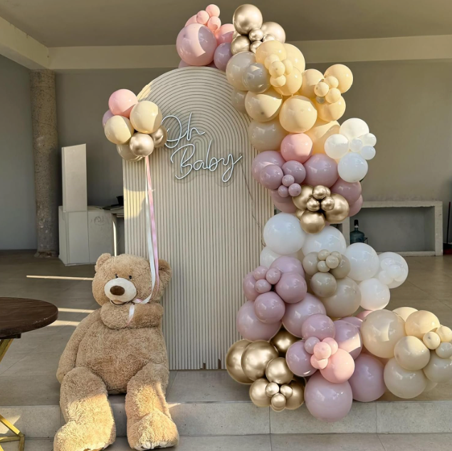 30-Piece 12-Inch Blush Pink, Ivory, White & Gold Latex Balloon Set – Elegant Party Decorations