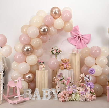 30-Piece 12-Inch Blush Pink, Ivory, White & Gold Latex Balloon Set – Elegant Party Decorations