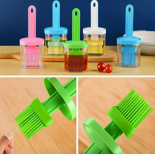 Silicone Oil Brush Dispenser – 2-in-1 Basting Brush & Sauce Container