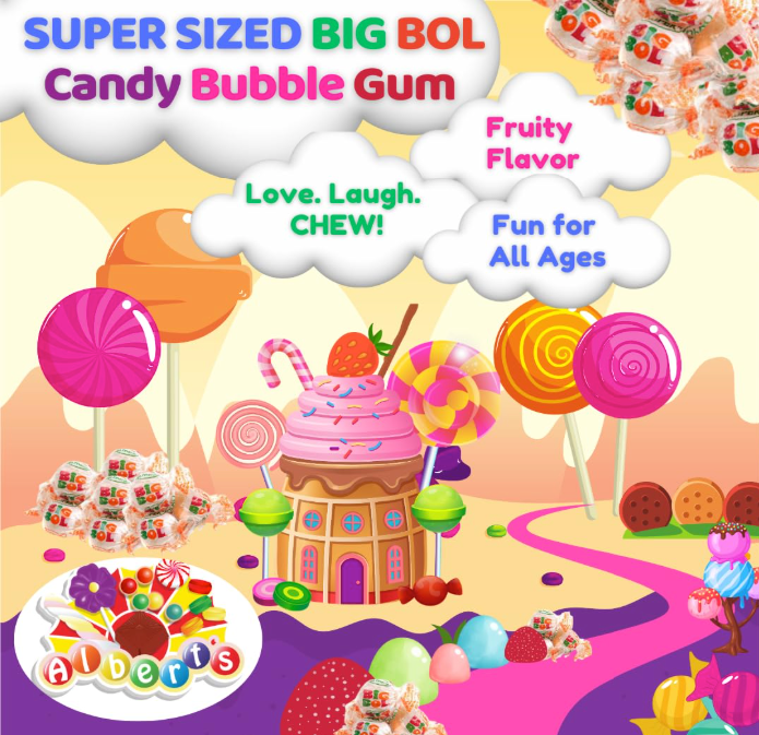 Super Big Bol Bubble Candy Gum – 2 Pack Bulk Bag (44 Pieces Total)
