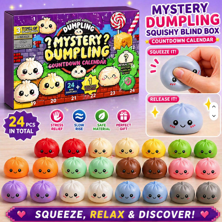24-Piece Mystery Dumpling Squishy Countdown Advent Calendar – Slow Rise Sensory Fidget Toys