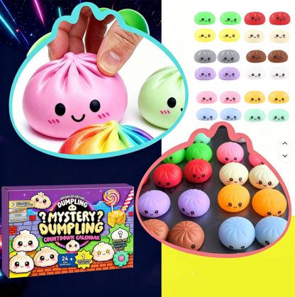 24-Piece Mystery Dumpling Squishy Countdown Advent Calendar – Slow Rise Sensory Fidget Toys