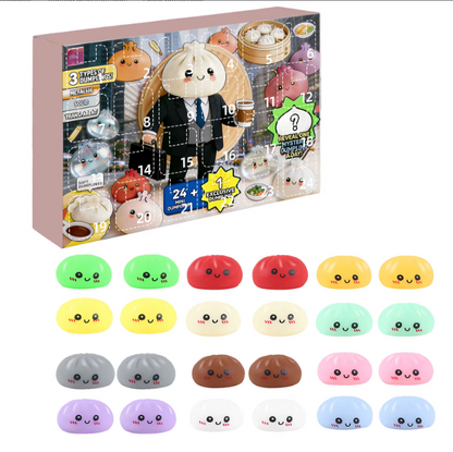 24-Piece Mystery Dumpling Squishy Countdown Advent Calendar – Slow Rise Sensory Fidget Toys