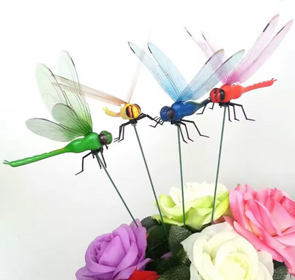3D Artificial Dragonfly Hat & Garden Clips – Decorative Bug Repellent Dragonfly, 4-Pack