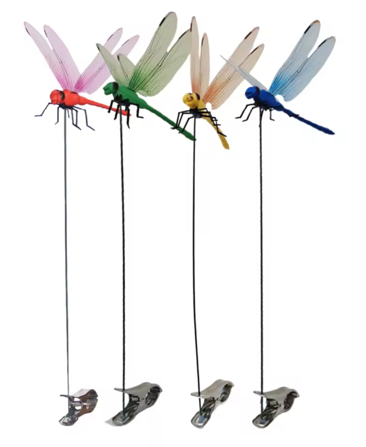 3D Artificial Dragonfly Hat & Garden Clips – Decorative Bug Repellent Dragonfly, 4-Pack