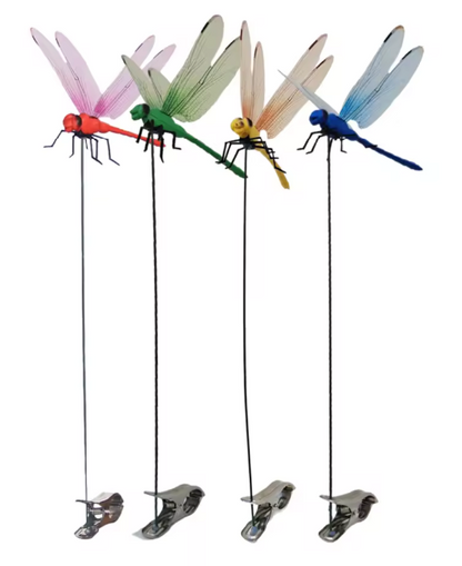 3D Artificial Dragonfly Hat & Garden Clips – Decorative Bug Repellent Dragonfly, 4-Pack